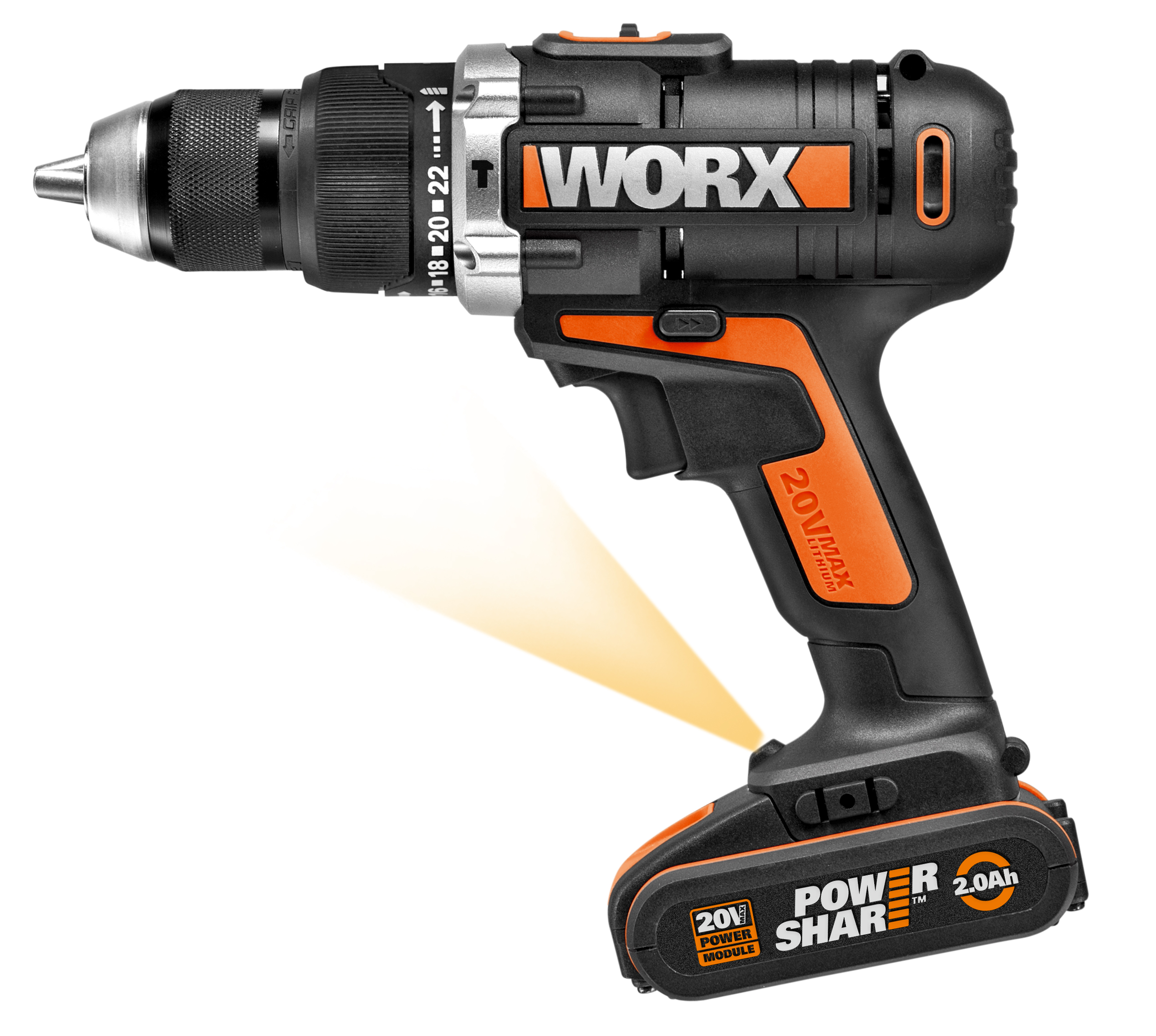 Worx DIY Worx WX372 Taladro percutor 20V 2.0Ah 2 bat